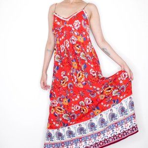 Anthropologie Patrons of Peace Multicolor Floral Cami Maxi Dress Size S